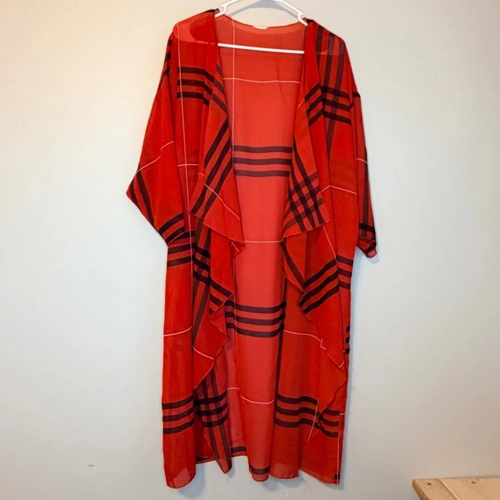 LuLaRoe Vibrant Red Checkered Wrap